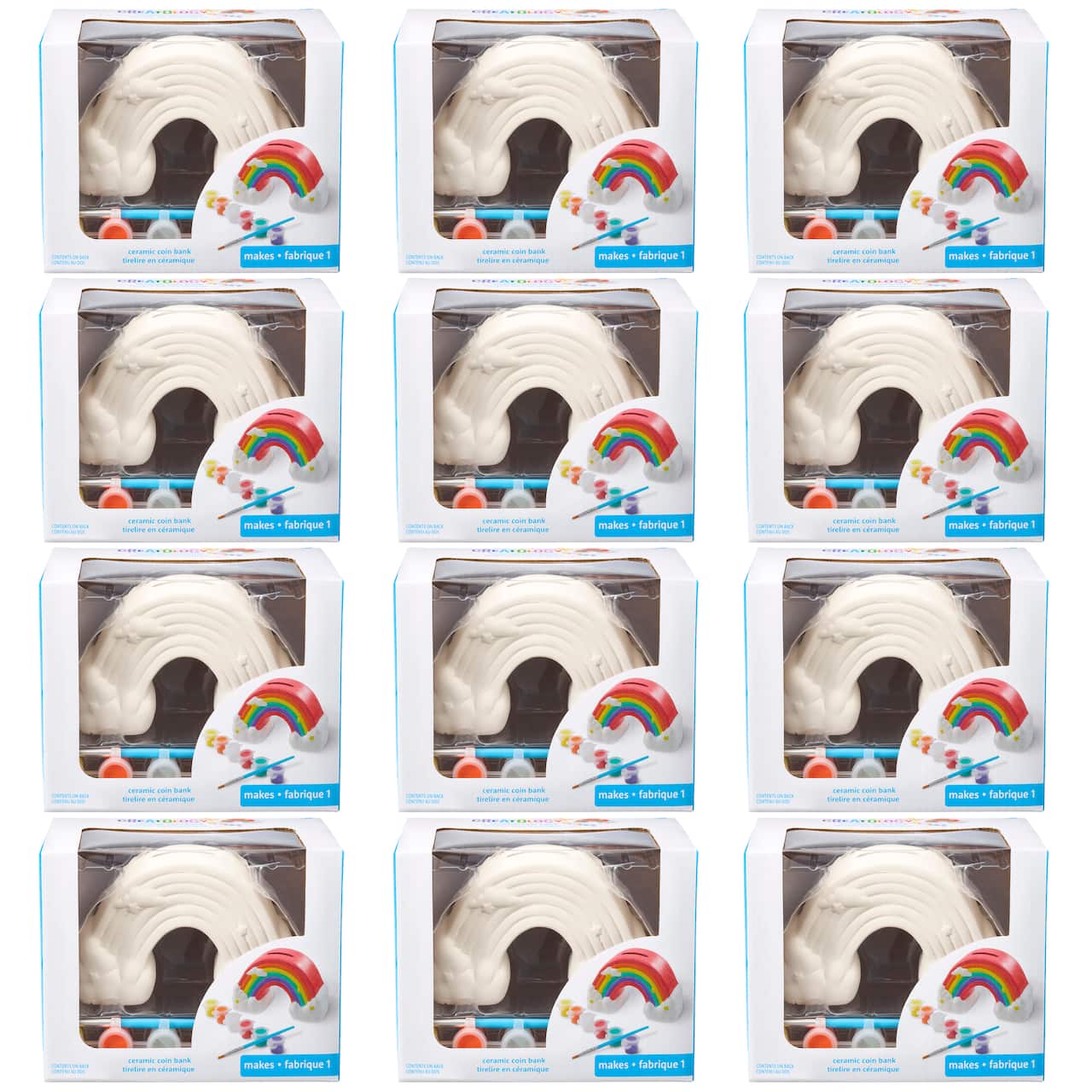 12 Pack: Rainbow 3D Ceramic Bank Kit by Creatology™